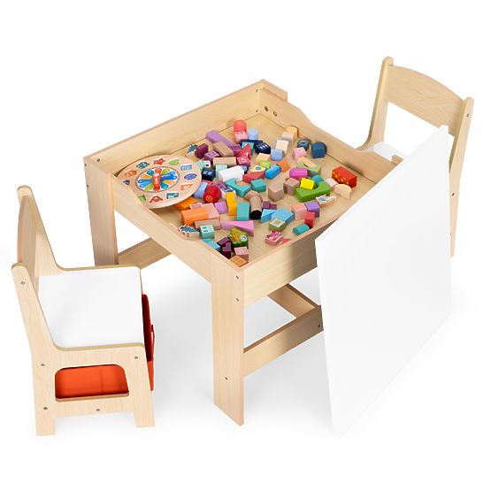 Dětský nábytkový set stůl + 2 židle s tabulí ECOTOYS