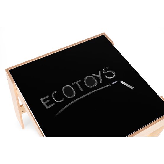 Dětský nábytkový set stůl + 2 židle s tabulí ECOTOYS