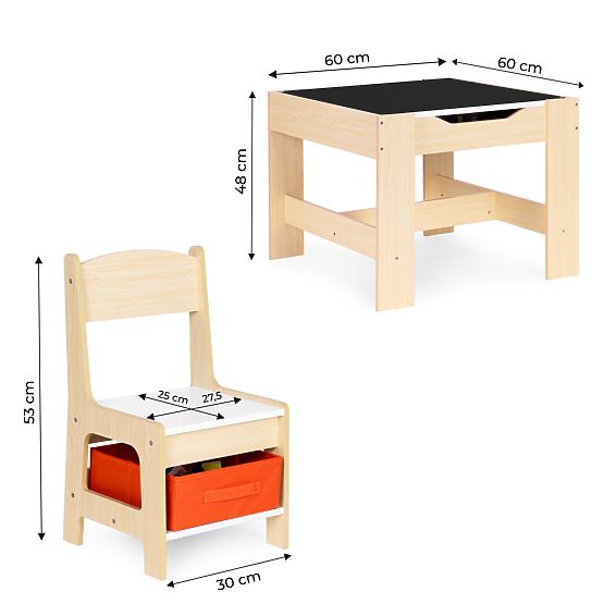 Dětský nábytkový set stůl + 2 židle s tabulí ECOTOYS