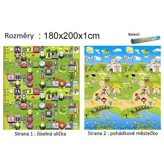 Dětský pěnový koberec - číselná ulička + pohádkové městečko