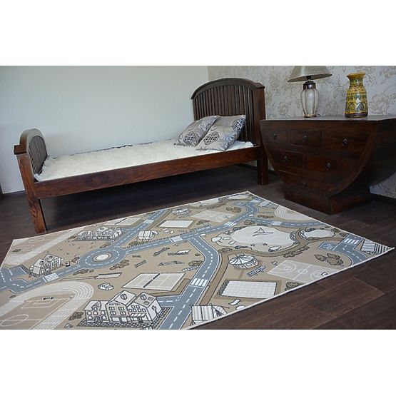 Dětský protiskluzový koberec Street - béžový