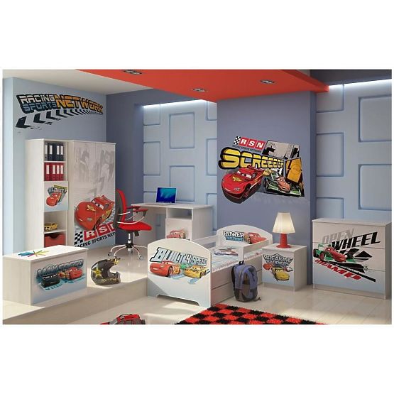 Dětský psací stůl - Auta - dekor norská borovice