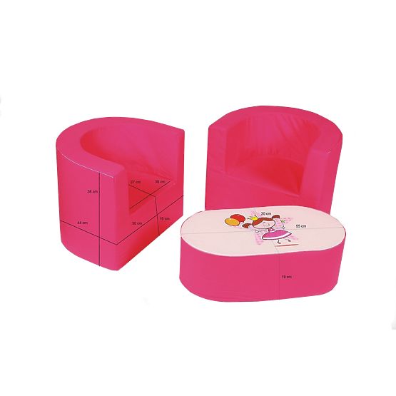 Dětský set nábytku modrý s puntíky