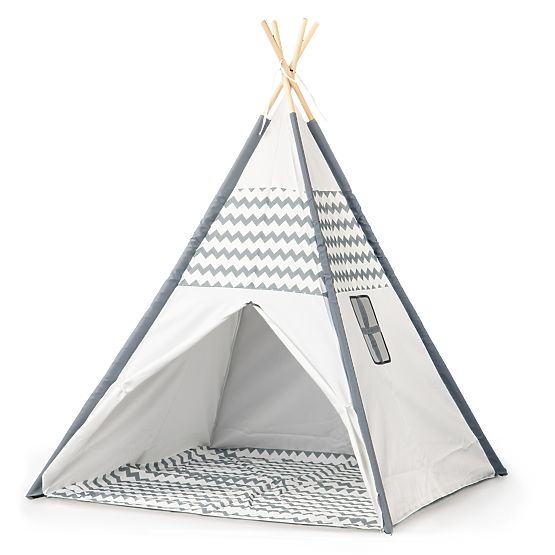 Dětský stan Teepee - šedo-bílá 