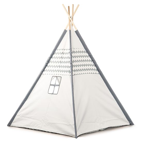 Dětský stan Teepee - šedo-bílá 