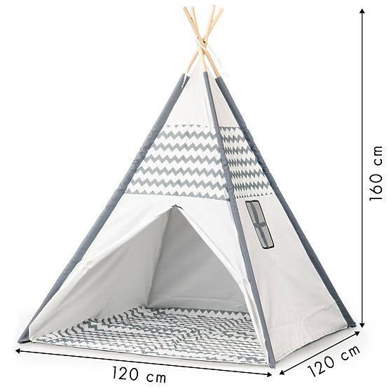 Dětský stan Teepee - šedo-bílá 