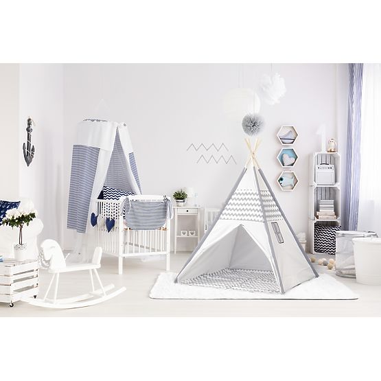 Dětský stan Teepee - šedo-bílá 