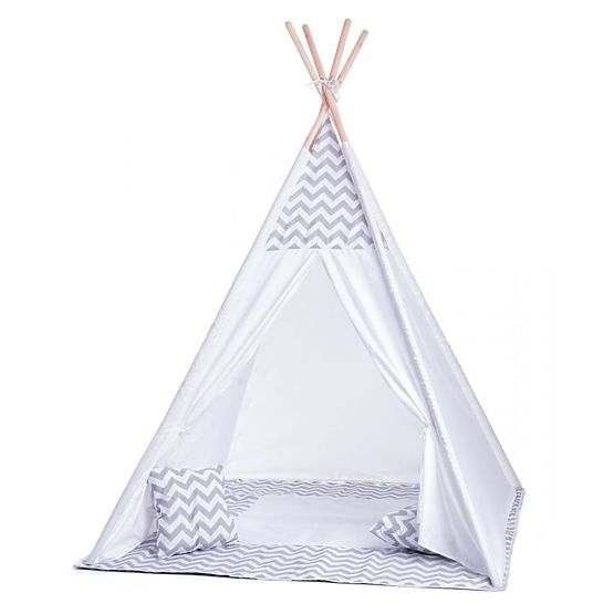 Dětský stan teepee šedo-bílý