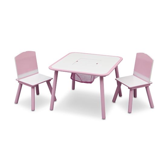 Dětský stůl s židlemi růžový