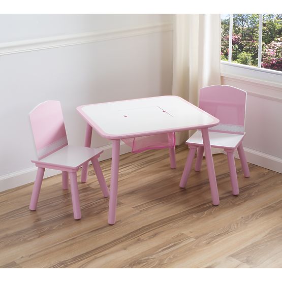 Dětský stůl s židlemi růžový