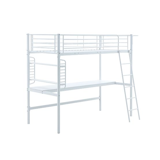 DOLCE patrová postel se stolem a organizérem, bílá 