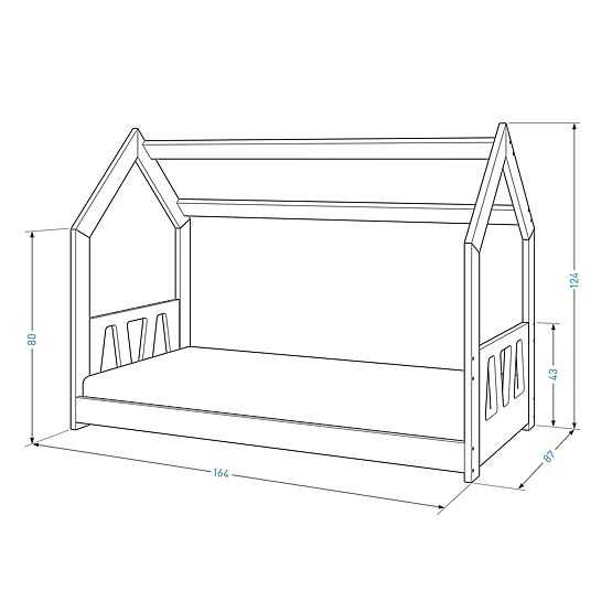 Domečková postel Ina 160 x 80 cm - bílá