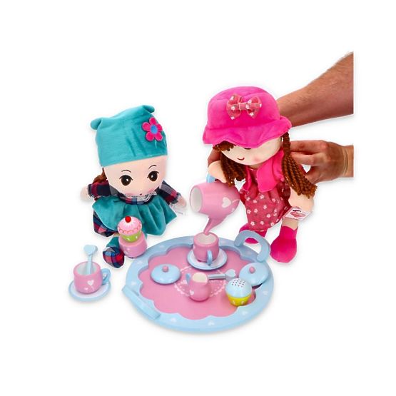 Dřevěná čajová souprava se srdíčky