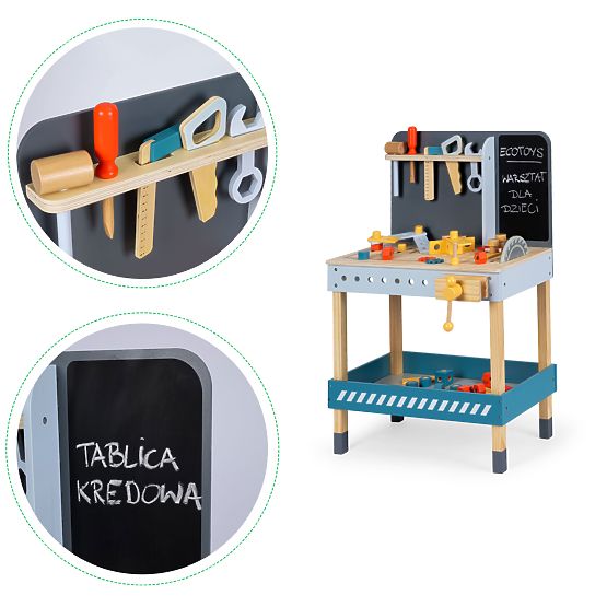 Dřevěná dílna s nářadím - 47 ks ECOTOYS