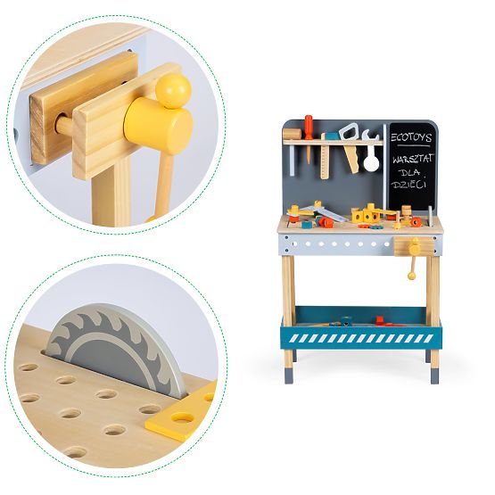 Dřevěná dílna s nářadím - 47 ks ECOTOYS