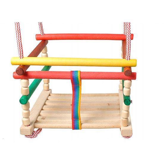 Dřevěná houpačka s poduškou - barevná