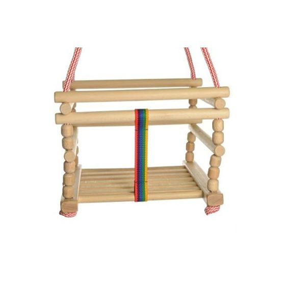 Dřevěná houpačka s poduškou - přírodní