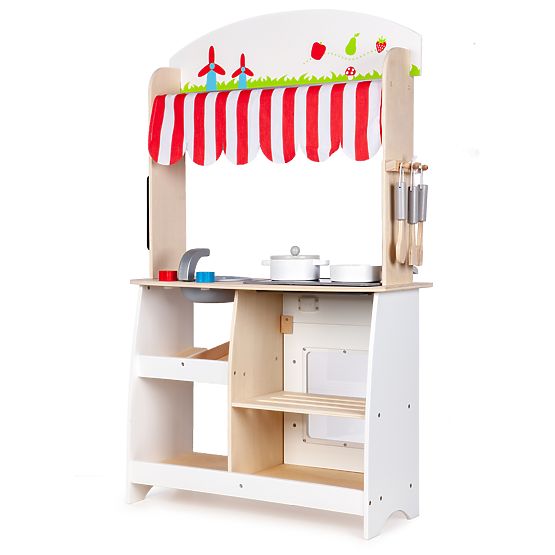 Dřevěná kuchyňka a prodejní stánek 2v1