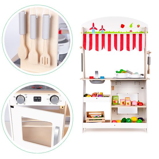 Dřevěná kuchyňka a prodejní stánek 2v1