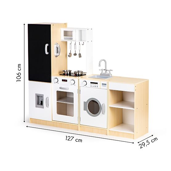 Dřevěná kuchyňka pro děti samostatné segmenty XXL tabule + LED ECOTOYS