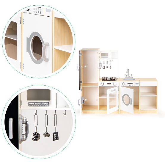Dřevěná kuchyňka pro děti samostatné segmenty XXL tabule + LED ECOTOYS