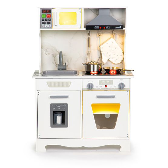 Dřevěná kuchyňka pro děti se zvuky a LED + příslušenství ECOTOYS
