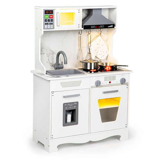 Dřevěná kuchyňka pro děti se zvuky a LED + příslušenství ECOTOYS