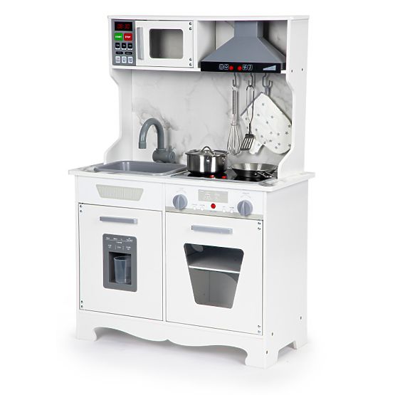 Dřevěná kuchyňka pro děti se zvuky a LED + příslušenství ECOTOYS