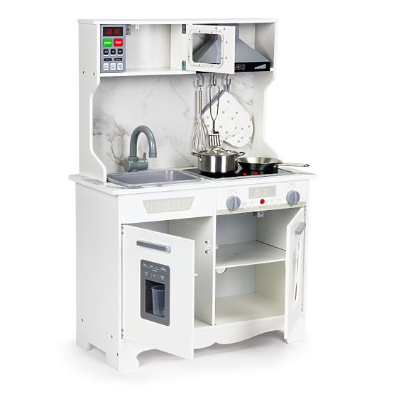 Dřevěná kuchyňka pro děti se zvuky a LED + příslušenství ECOTOYS