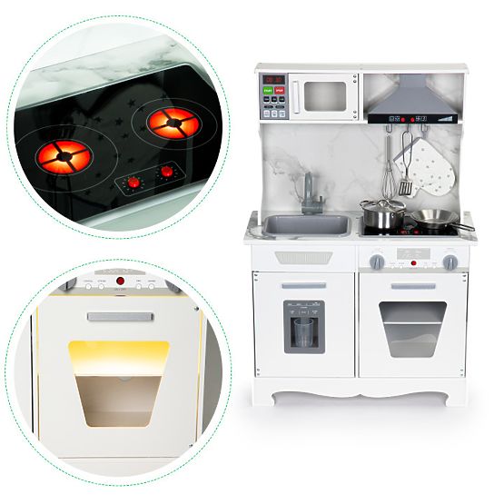 Dřevěná kuchyňka pro děti se zvuky a LED + příslušenství ECOTOYS