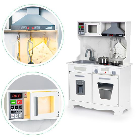 Dřevěná kuchyňka pro děti se zvuky a LED + příslušenství ECOTOYS