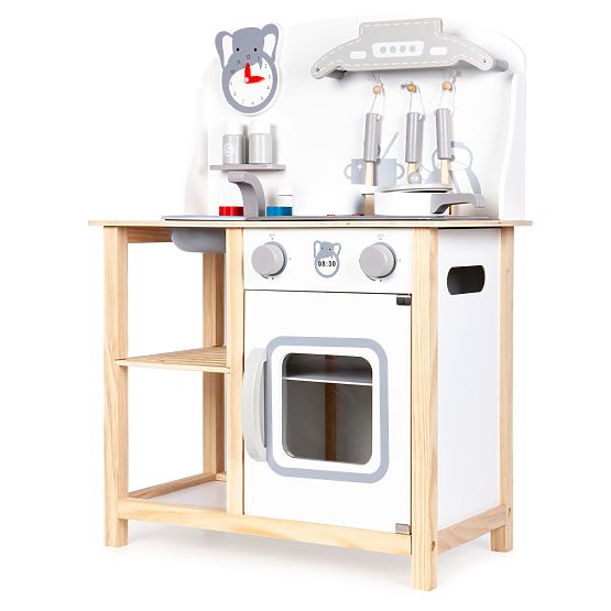 Dřevěná kuchyňka Sofie s efekty - šedo-bílá