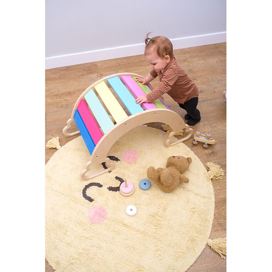 Dřevěná Montessori houpačka - duhová