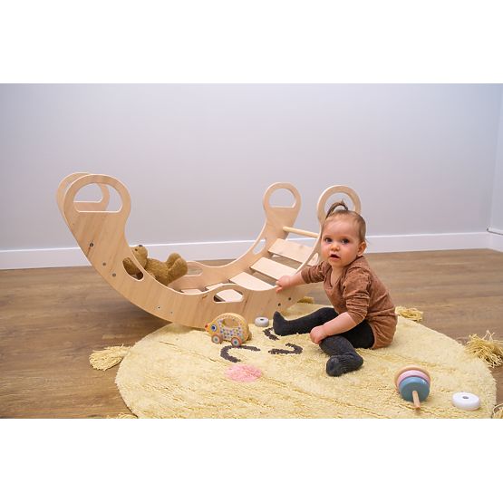 Dřevěná montessori houpačka - přírodní