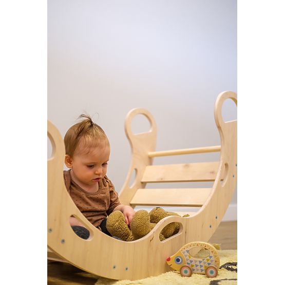 Dřevěná montessori houpačka - přírodní