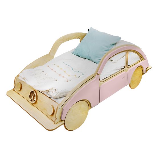 Dřevěná postel auto VW BEETLE 160x80 cm - růžový