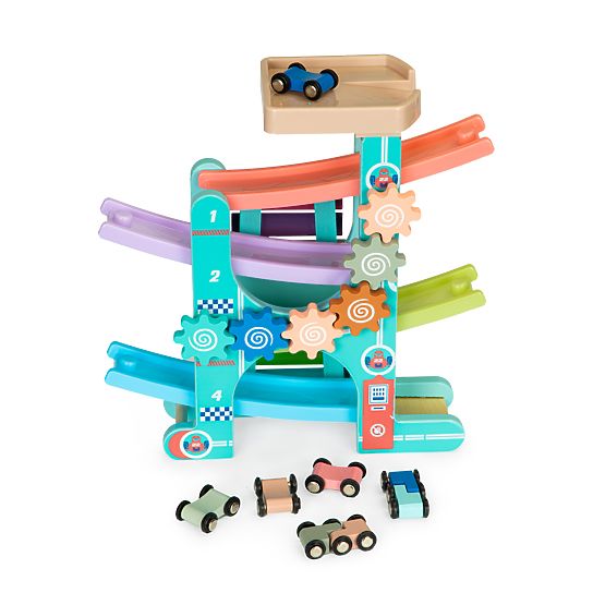 Dřevěná závodní dráha pro autíčka se zvonkohrou