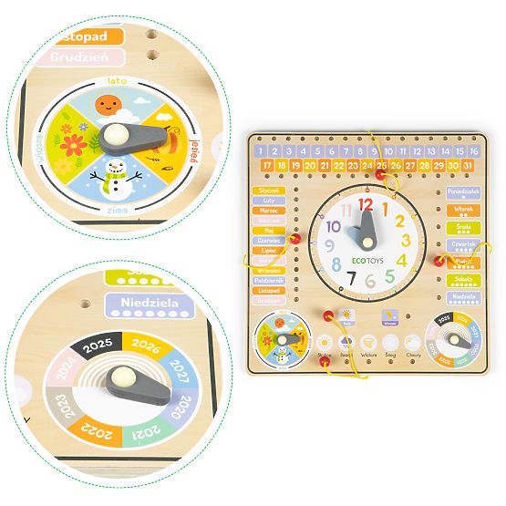 Dřevěná vzdělávací deska - kalendář