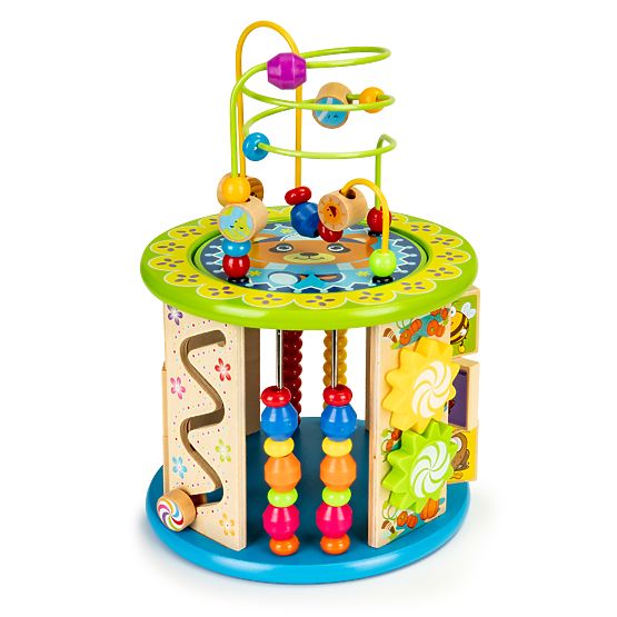 Dřevěná vzdělávací kostka s hrami a kostkami rybolov ECOTOYS