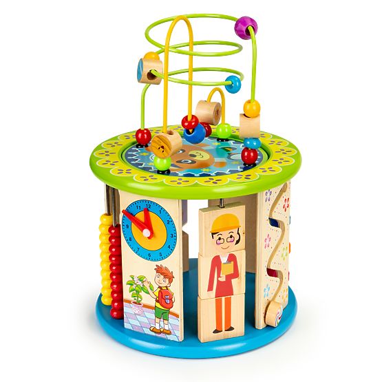 Dřevěná vzdělávací kostka s hrami a kostkami rybolov ECOTOYS