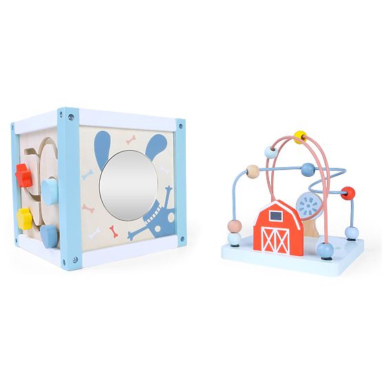 Dřevěná vzdělávací kostka sorter +kostky ECOTOYS