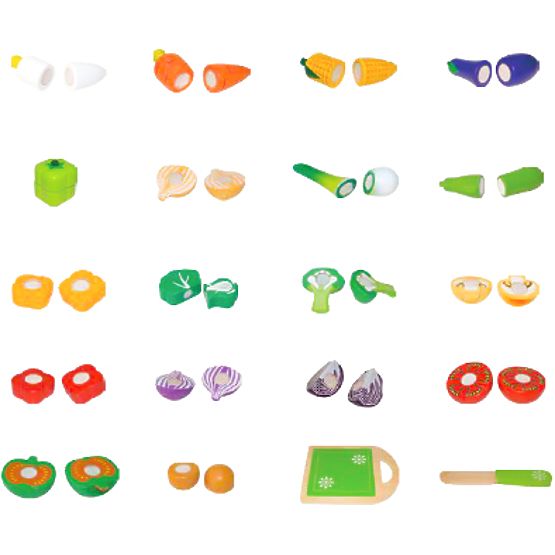 Dřevěná zelenina na krájení pro děti 20 kusů ECOTOYS