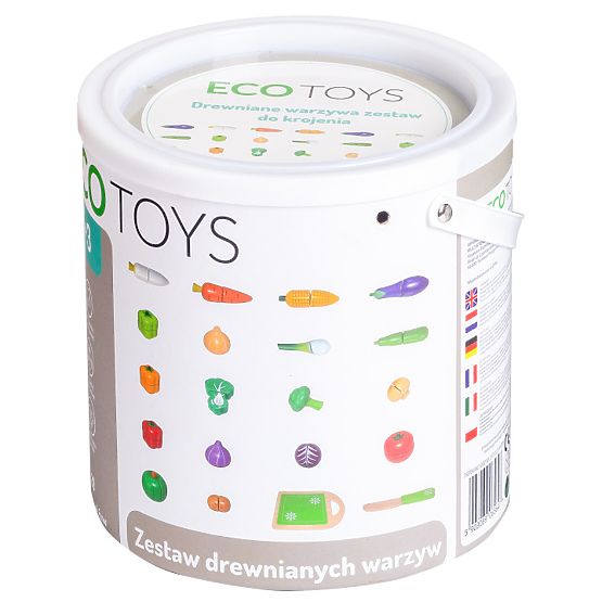 Dřevěná zelenina na krájení pro děti 20 kusů ECOTOYS