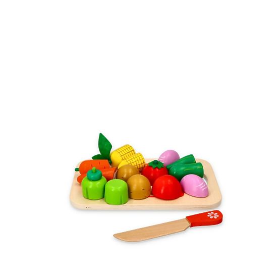 Dřevěná zelenina s krájecím prkénkem