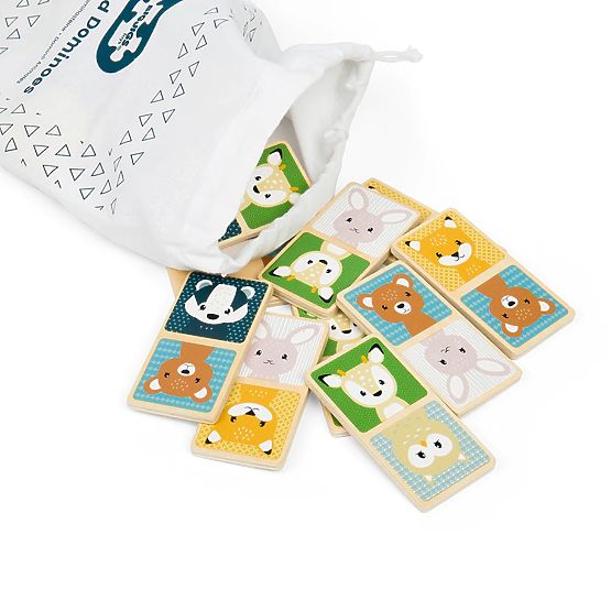 Dřevěné domino Bigjigs Toys - lesní zvířátka