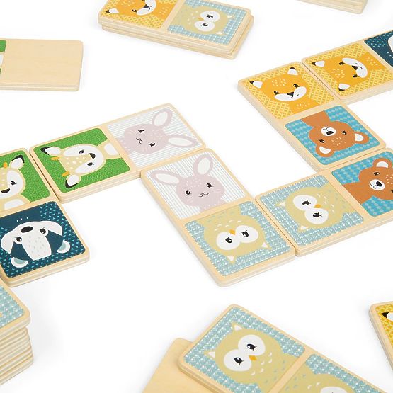 Dřevěné domino Bigjigs Toys - lesní zvířátka