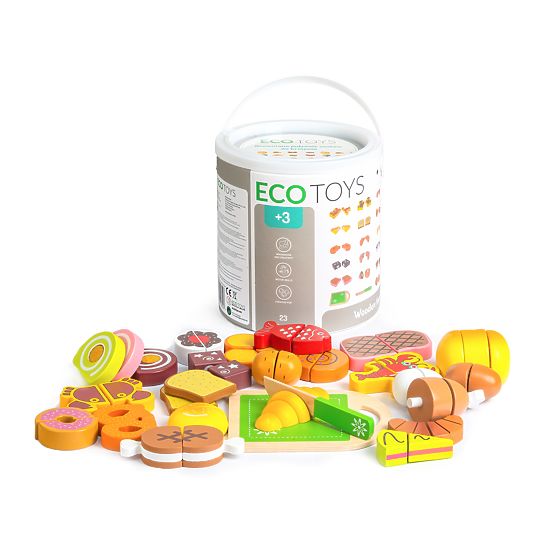 Dřevěné jídlo na krájení 23 kusů ECOTOYS