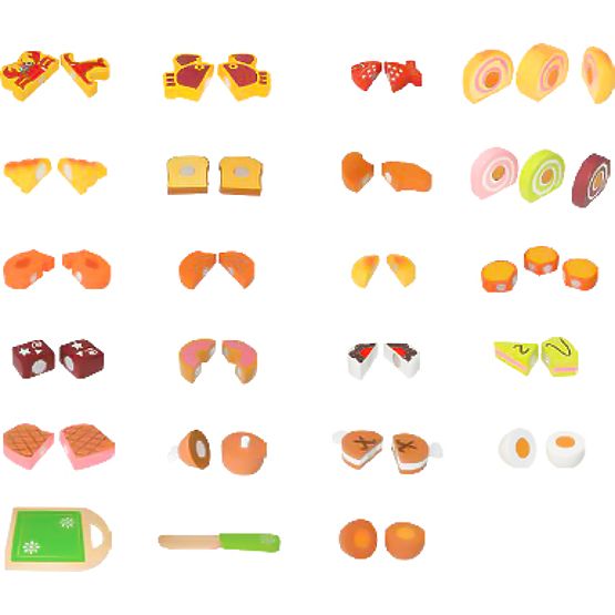 Dřevěné jídlo na krájení 23 kusů ECOTOYS