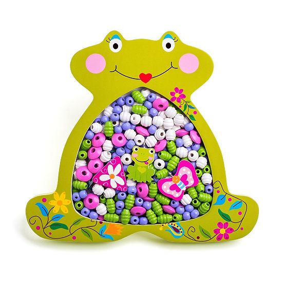 Dřevěné korálky s žabičkou