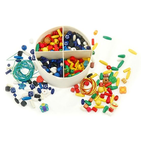 Dřevěné korálky - velká sada